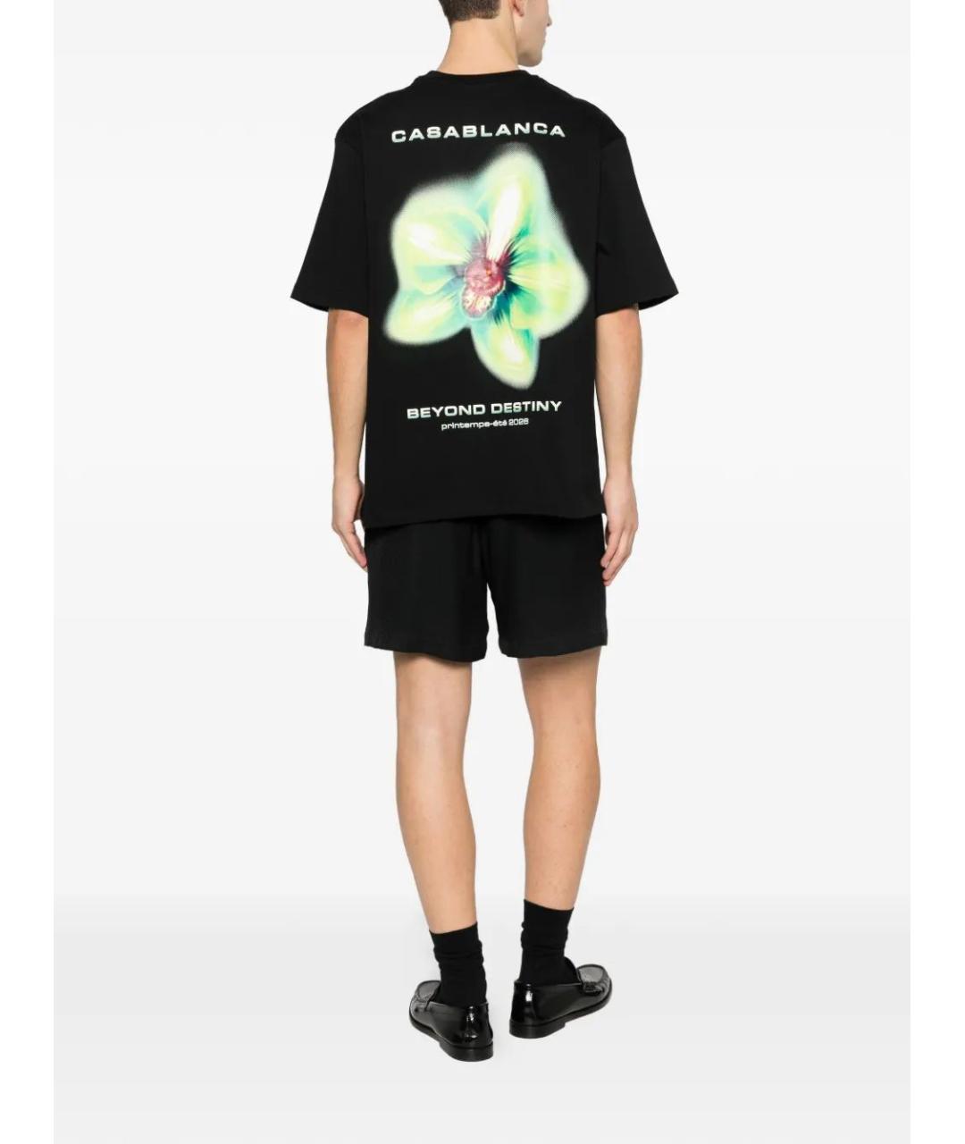 CASABLANCA Черная хлопковая футболка, фото 2