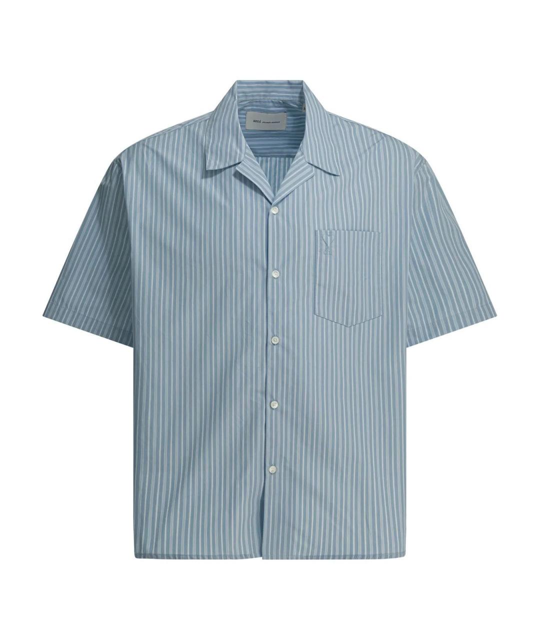 Ami Paris Голубая хлопковая кэжуал рубашка, фото 1