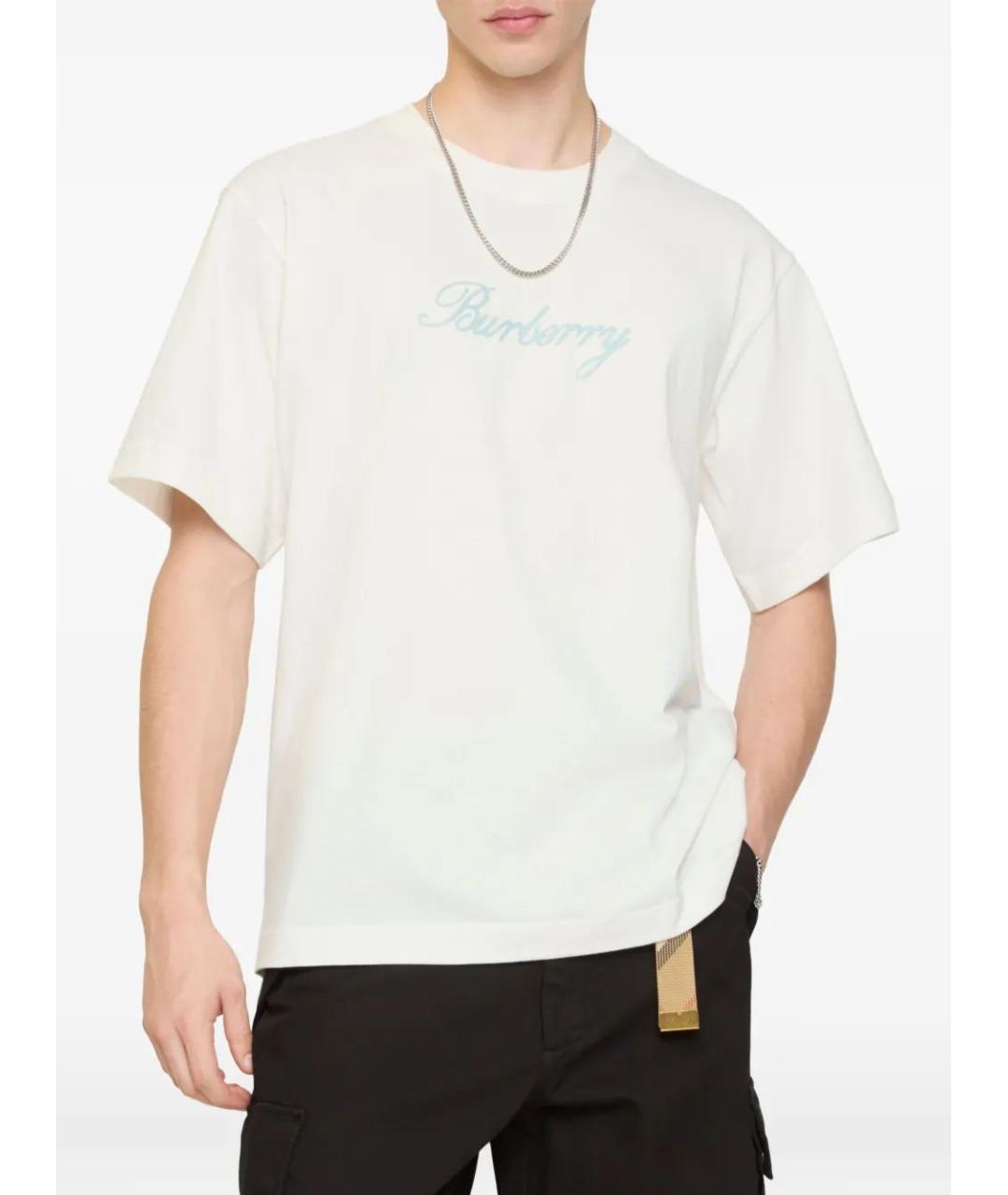 BURBERRY Белая хлопковая футболка, фото 2