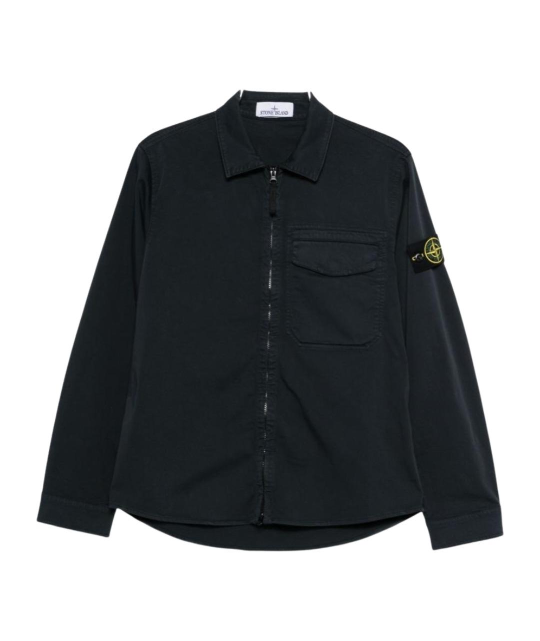 STONE ISLAND Темно-синяя хлопковая кэжуал рубашка, фото 1