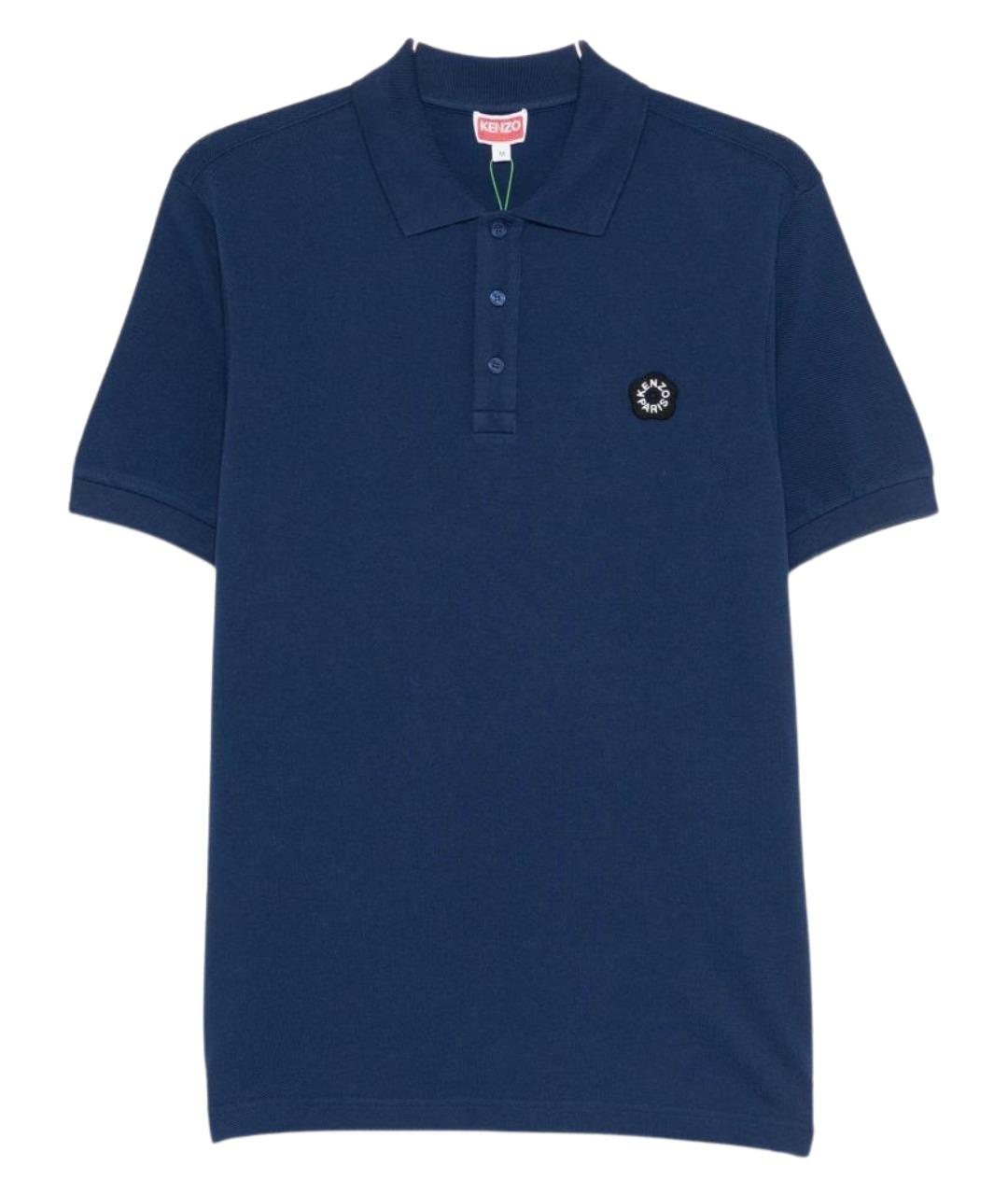 KENZO Синее хлопковое поло с коротким рукавом, фото 1