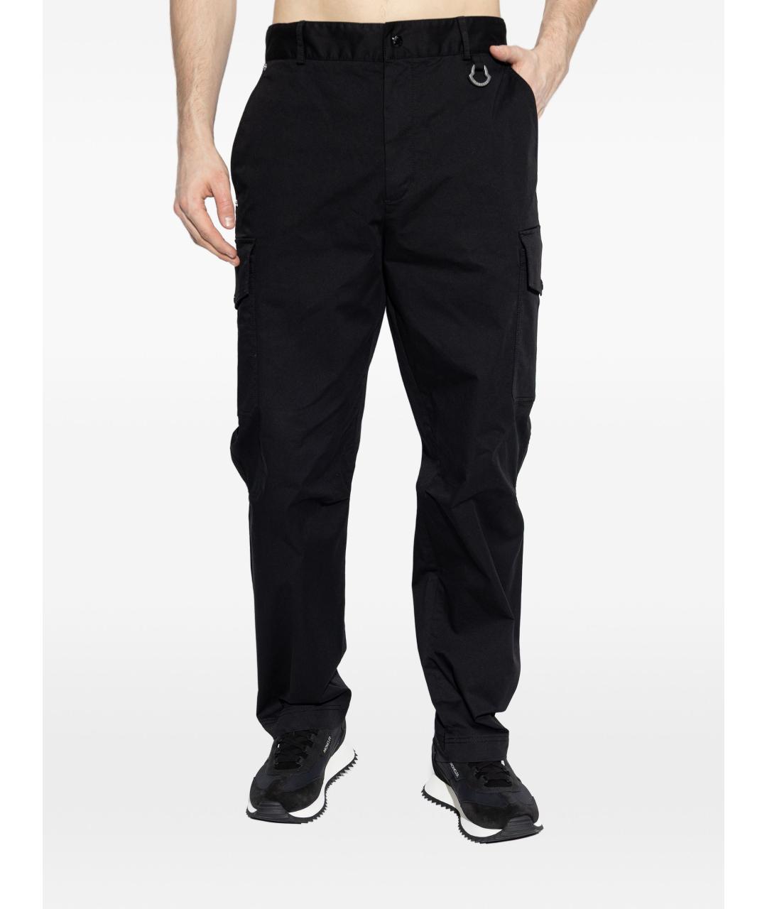 MONCLER Черные хлопковые повседневные брюки, фото 2