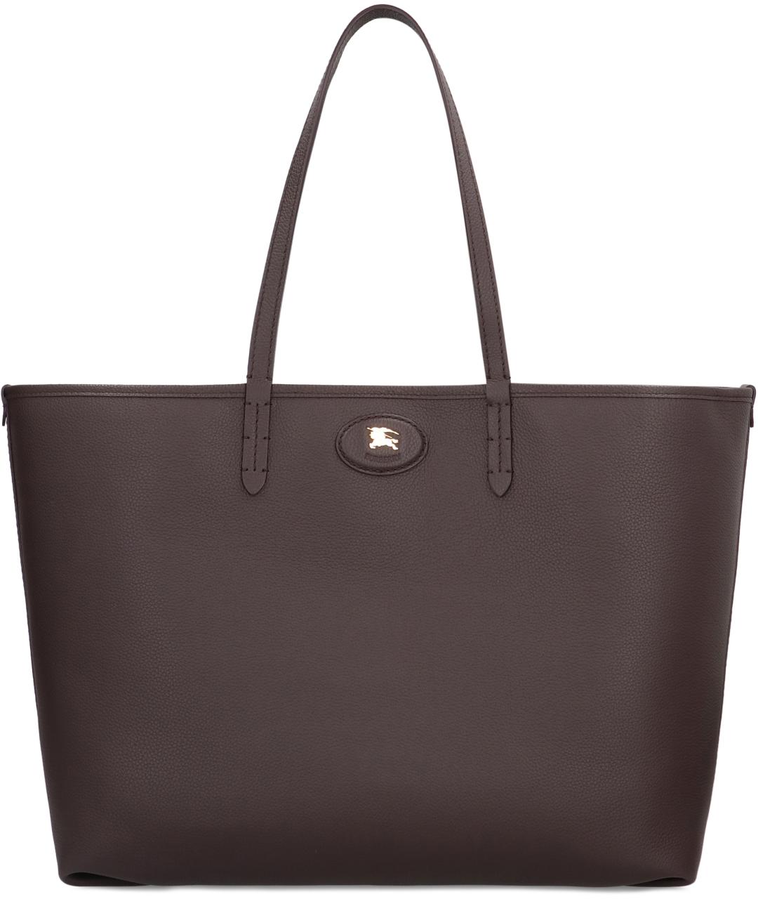 BURBERRY Антрацитовая кожаная сумка тоут, фото 4