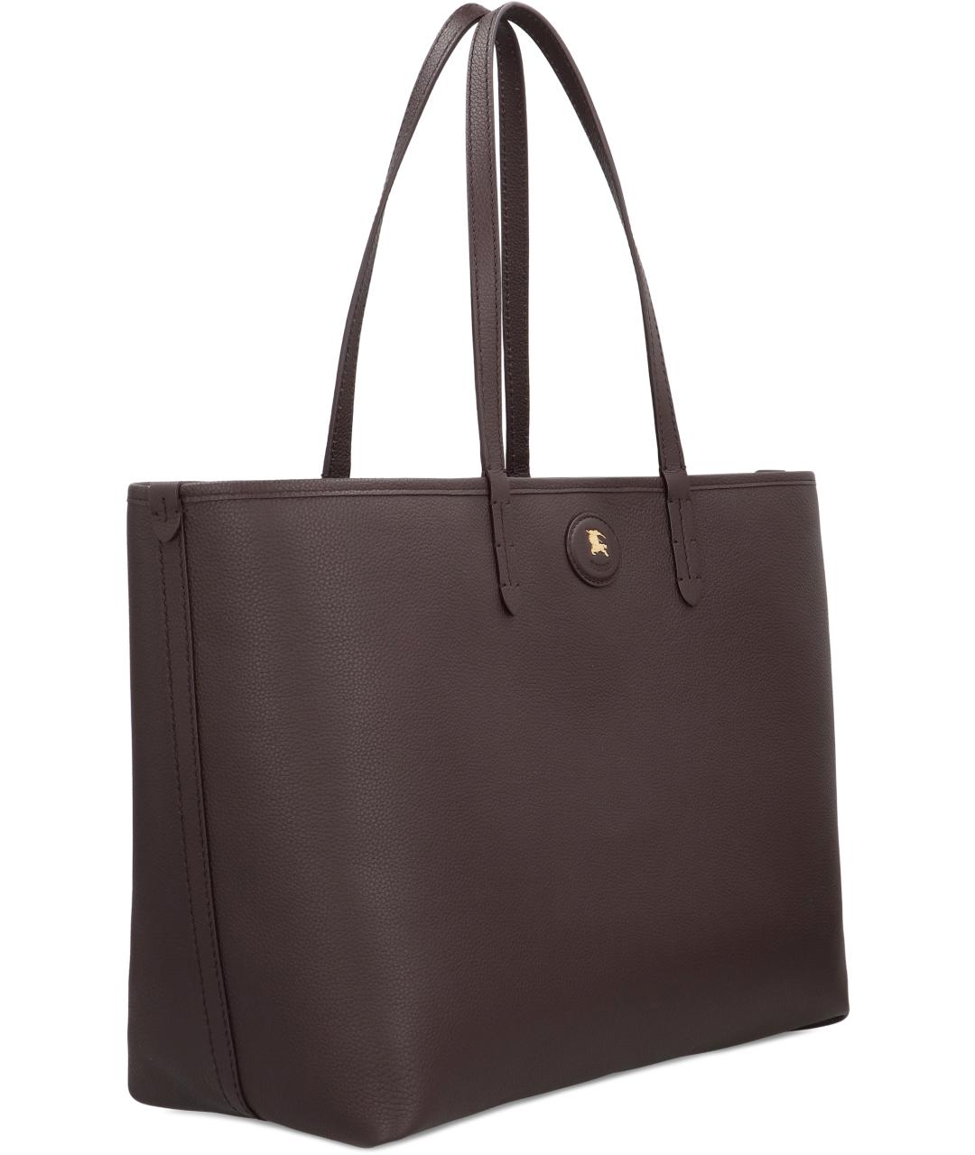 BURBERRY Антрацитовая кожаная сумка тоут, фото 5