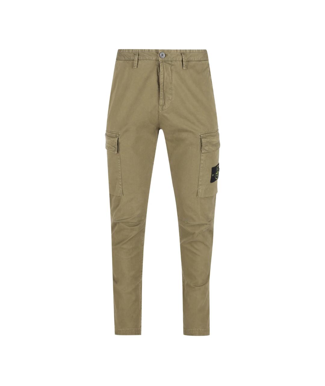 STONE ISLAND Зеленые хлопковые повседневные брюки, фото 1