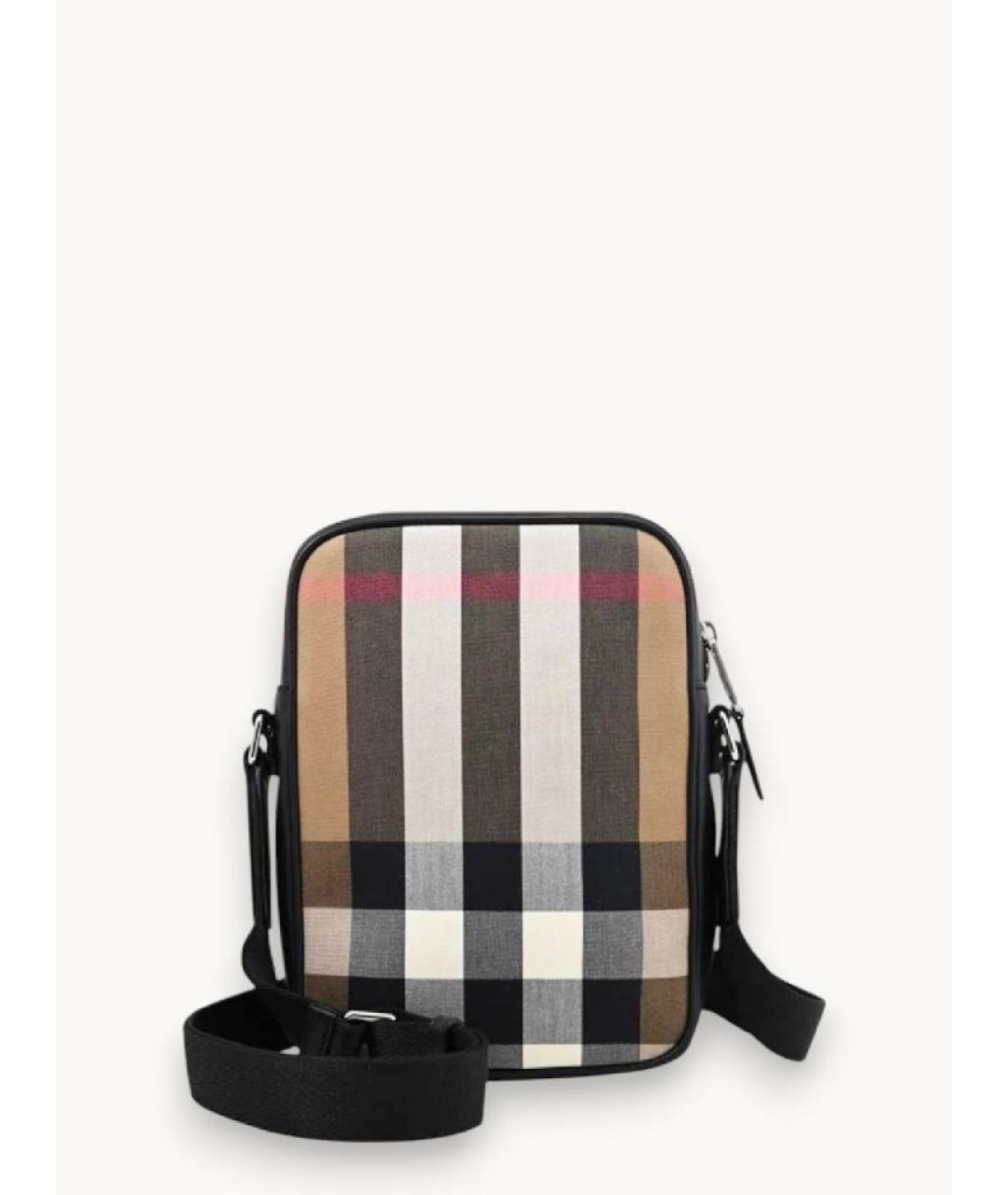 BURBERRY Коричневая хлопковая сумка на плечо, фото 2