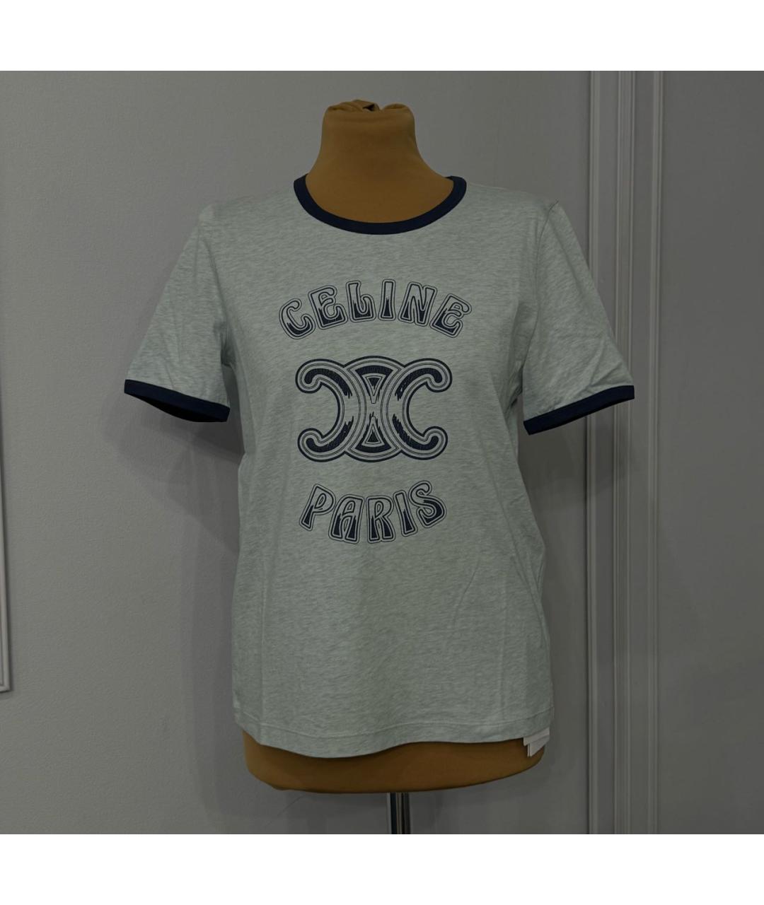 CELINE Голубая хлопковая футболка, фото 2