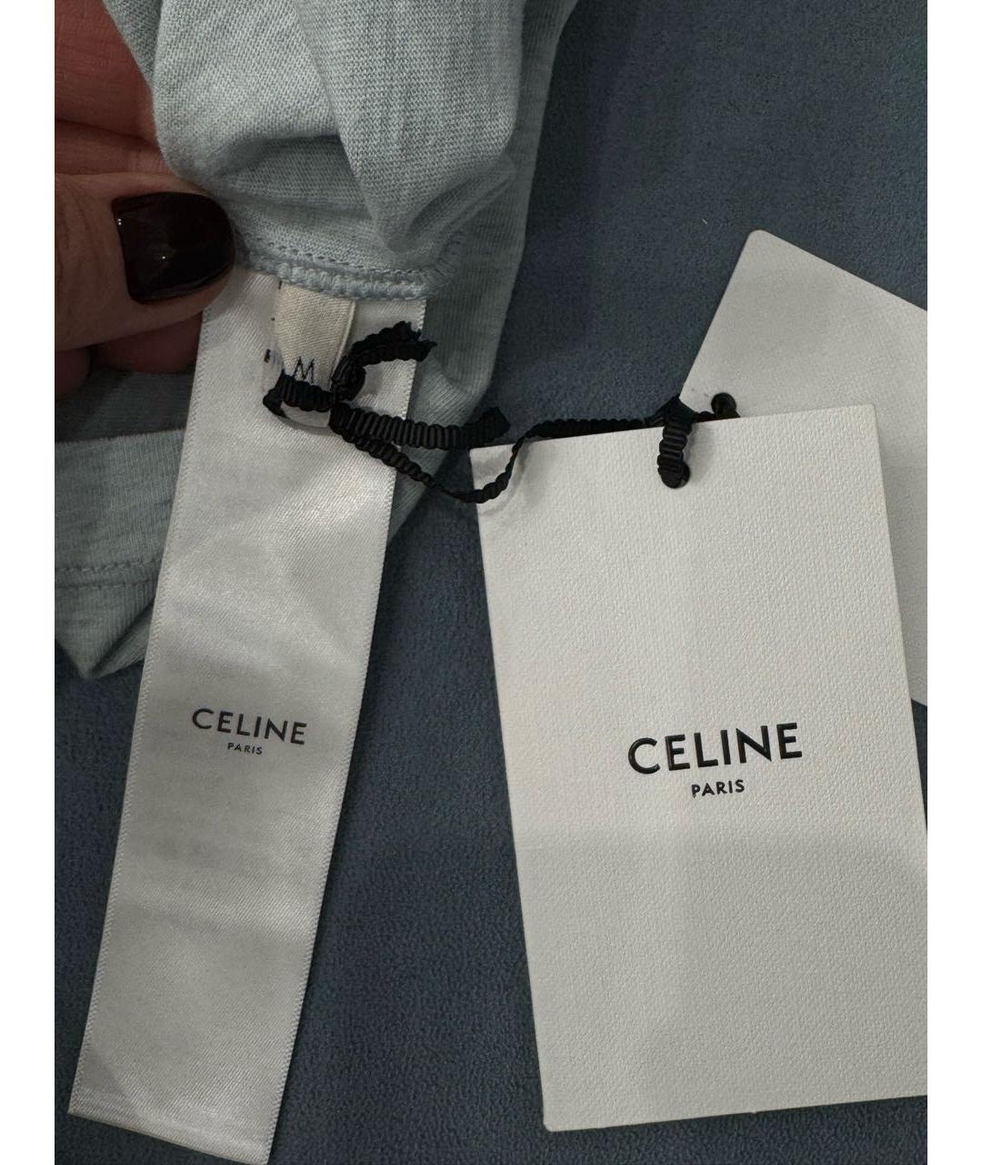 CELINE Голубая хлопковая футболка, фото 5