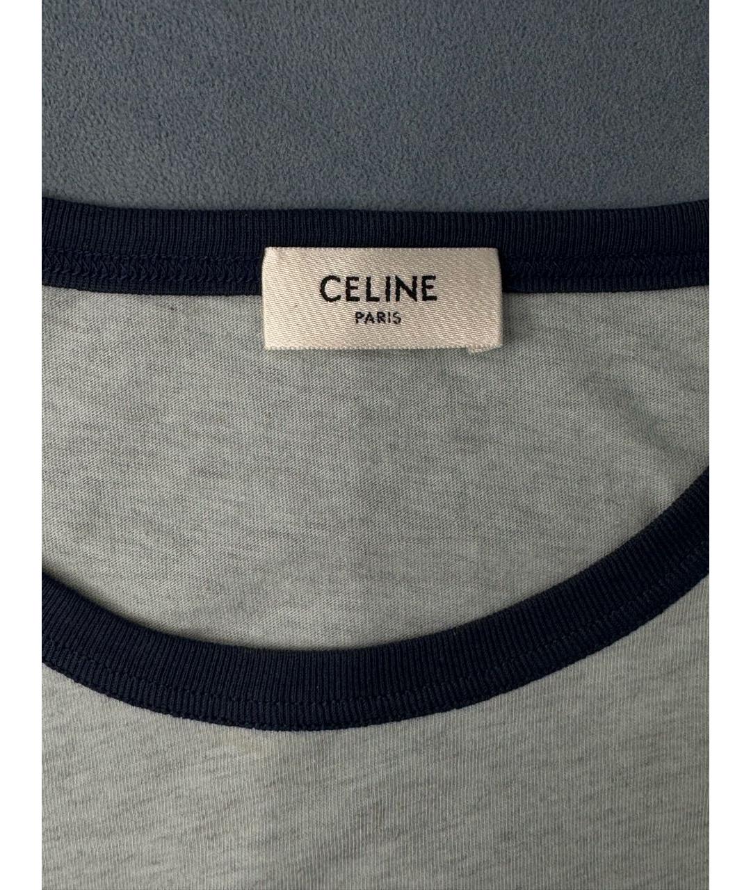CELINE Голубая хлопковая футболка, фото 6