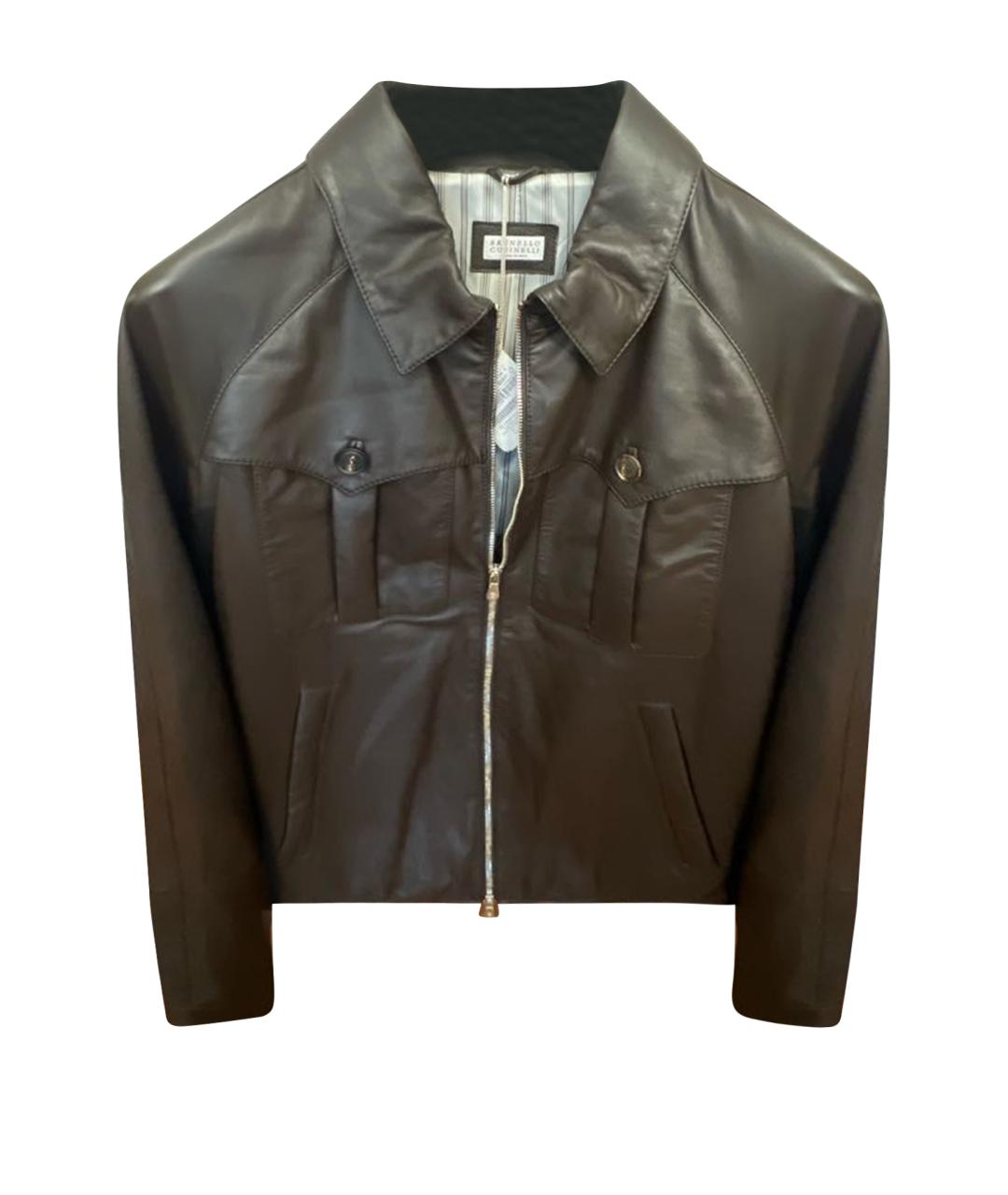 BRUNELLO CUCINELLI Коричневая кожаная куртка, фото 1