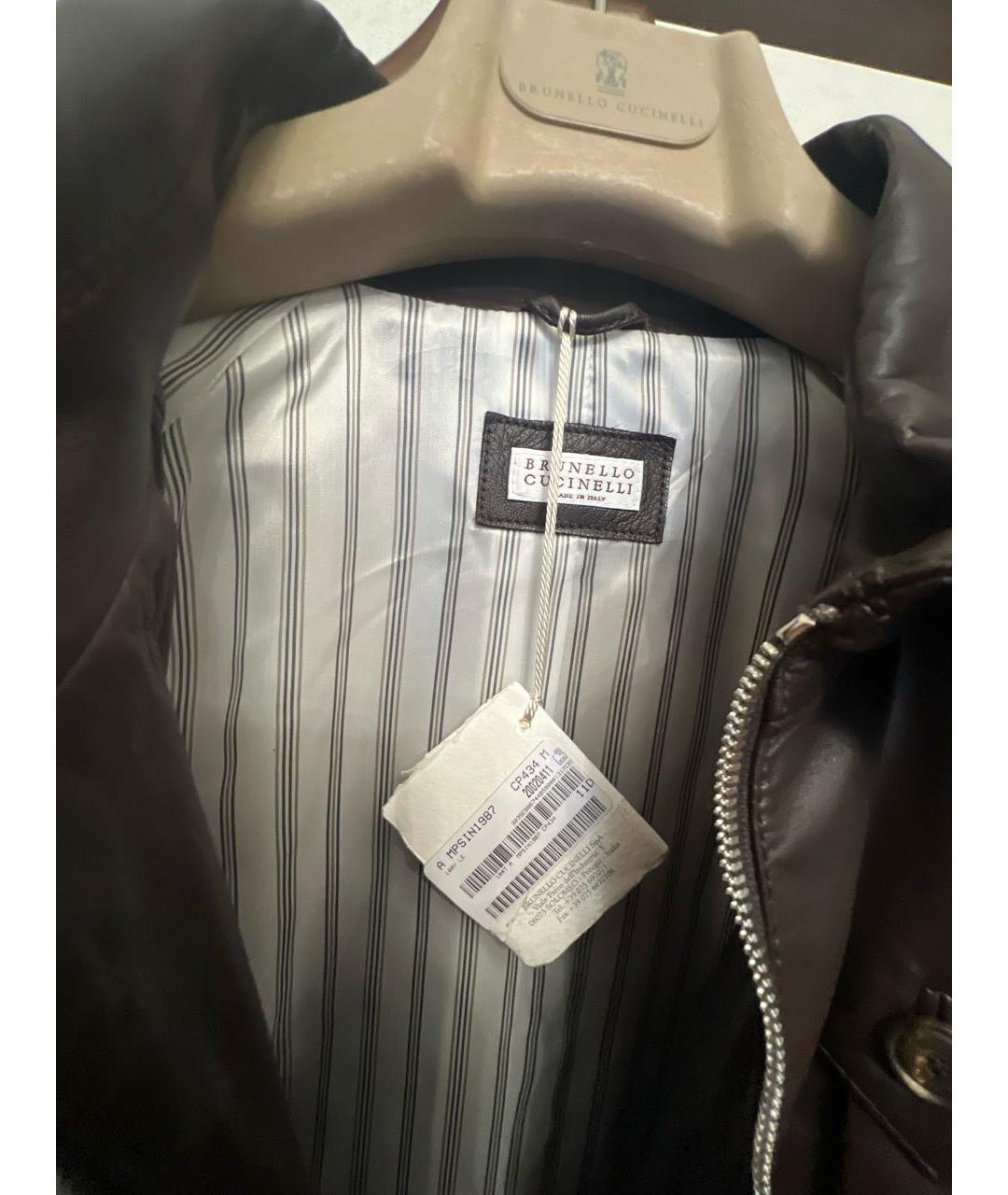 BRUNELLO CUCINELLI Коричневая кожаная куртка, фото 3