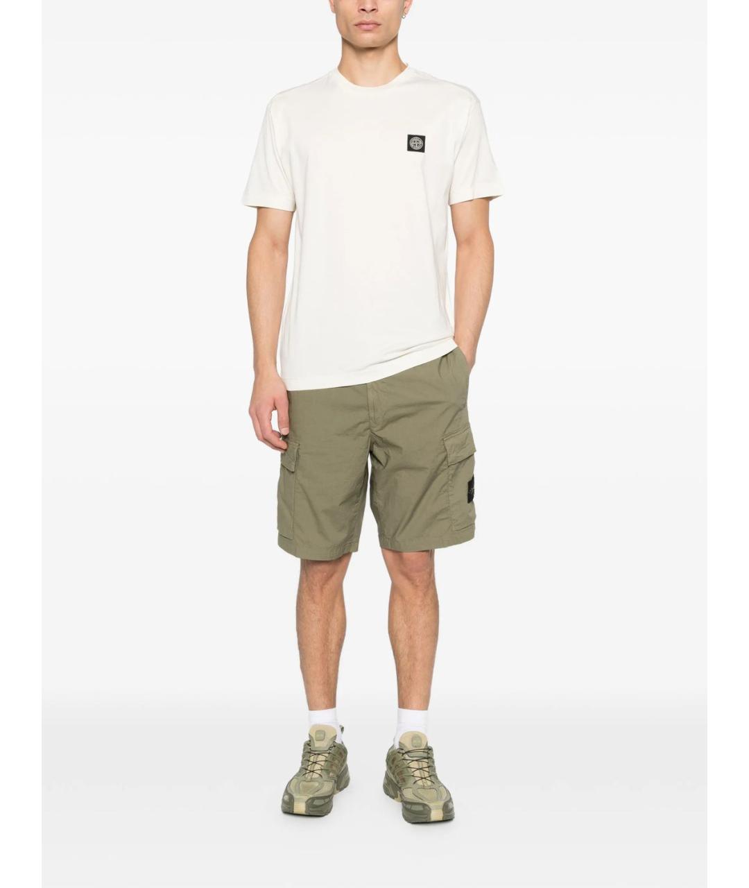 STONE ISLAND Белая хлопковая футболка, фото 4