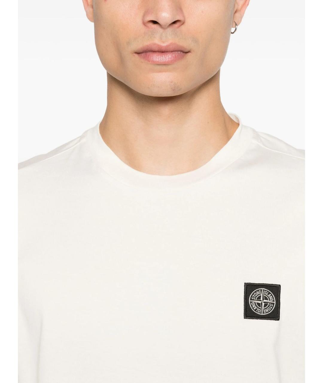 STONE ISLAND Белая хлопковая футболка, фото 3
