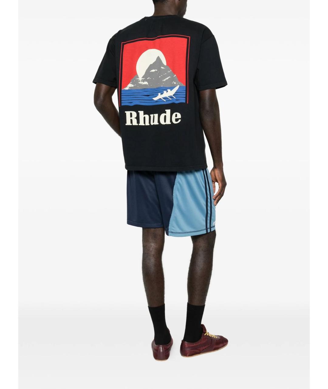 RHUDE Черная хлопковая футболка, фото 3