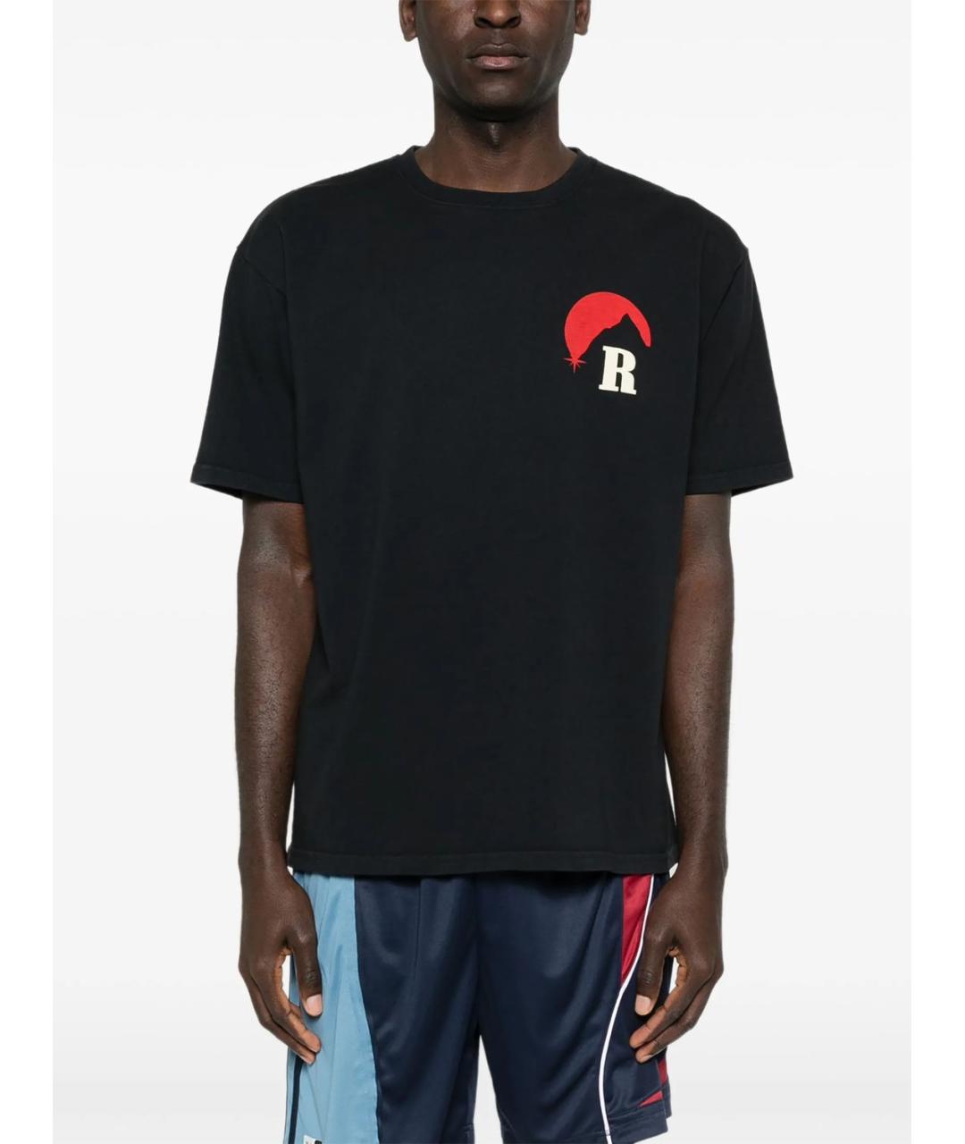 RHUDE Черная хлопковая футболка, фото 5