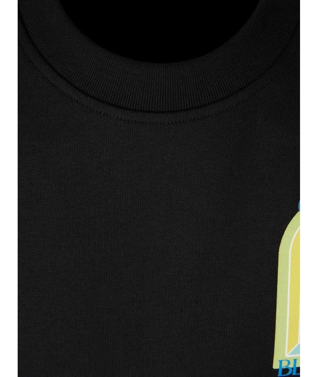 CASABLANCA Черная хлопковая футболка, фото 3