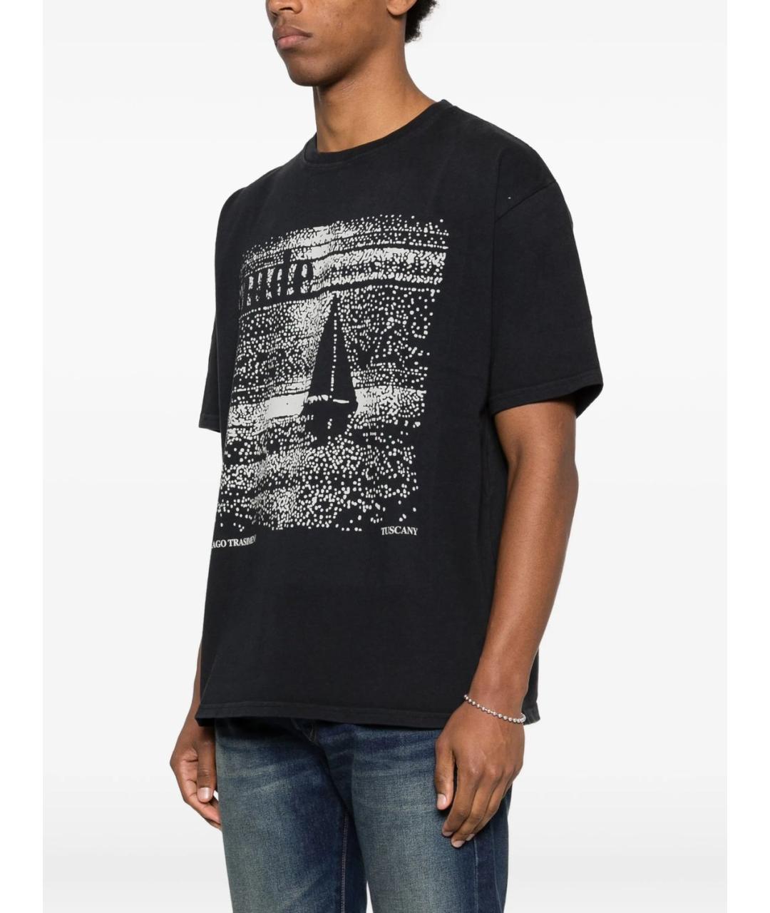 RHUDE Черная хлопковая футболка, фото 3