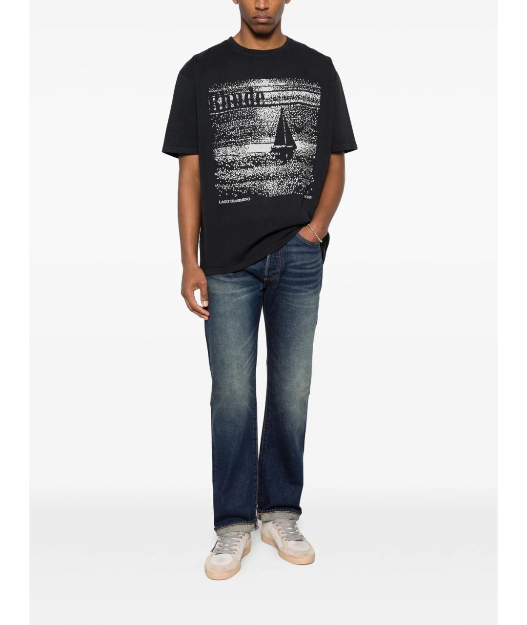 RHUDE Черная хлопковая футболка, фото 4