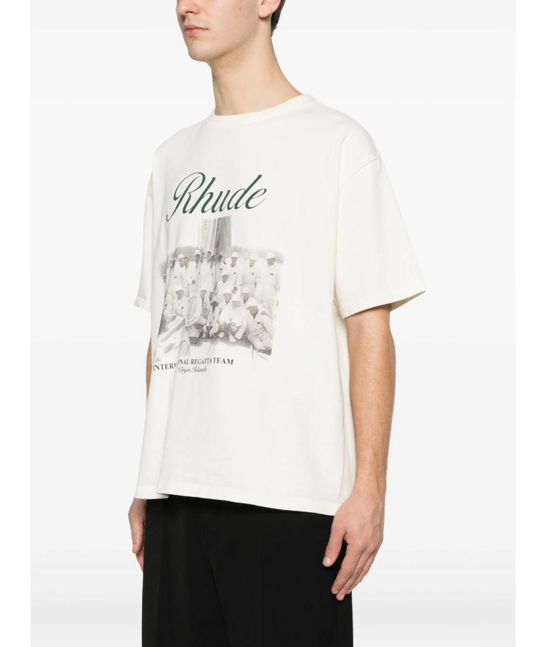 RHUDE Белая хлопковая футболка, фото 5