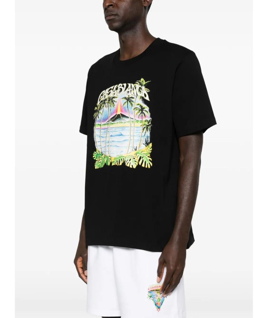 CASABLANCA Черная хлопковая футболка, фото 3