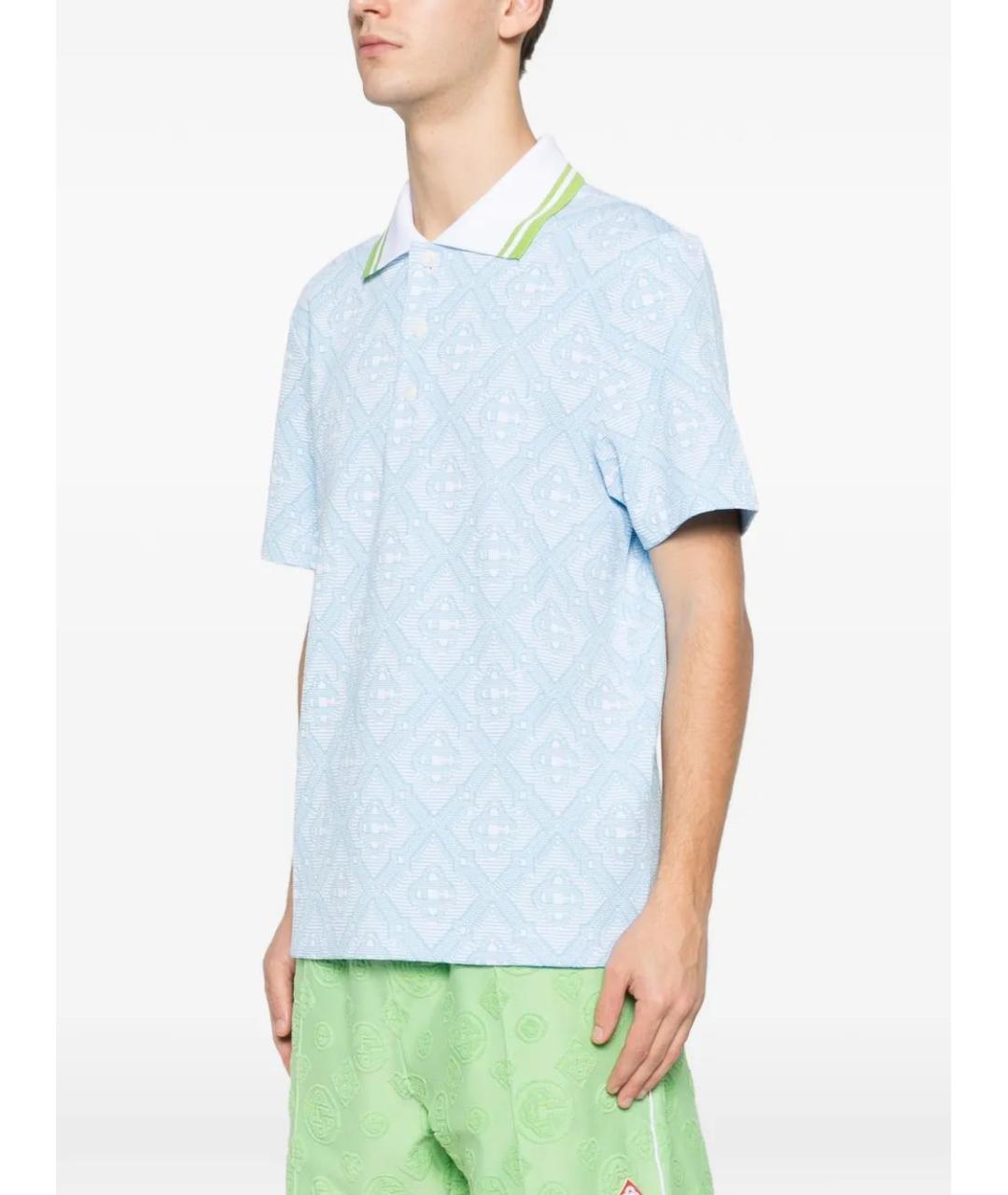 CASABLANCA Голубое хлопковое поло с коротким рукавом, фото 3