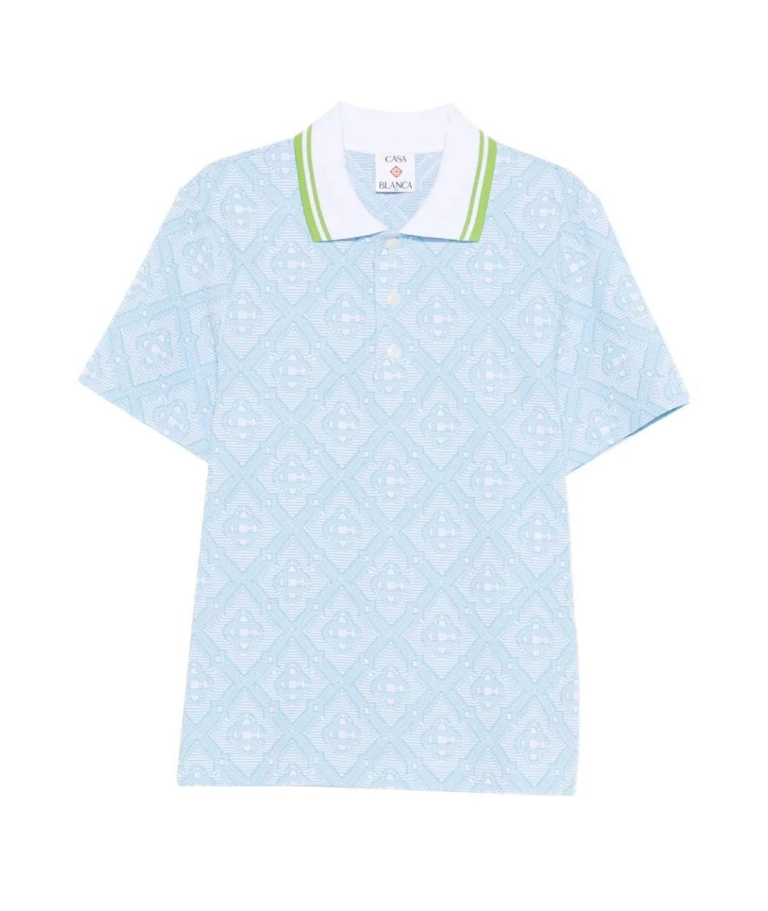 CASABLANCA Голубое хлопковое поло с коротким рукавом, фото 1