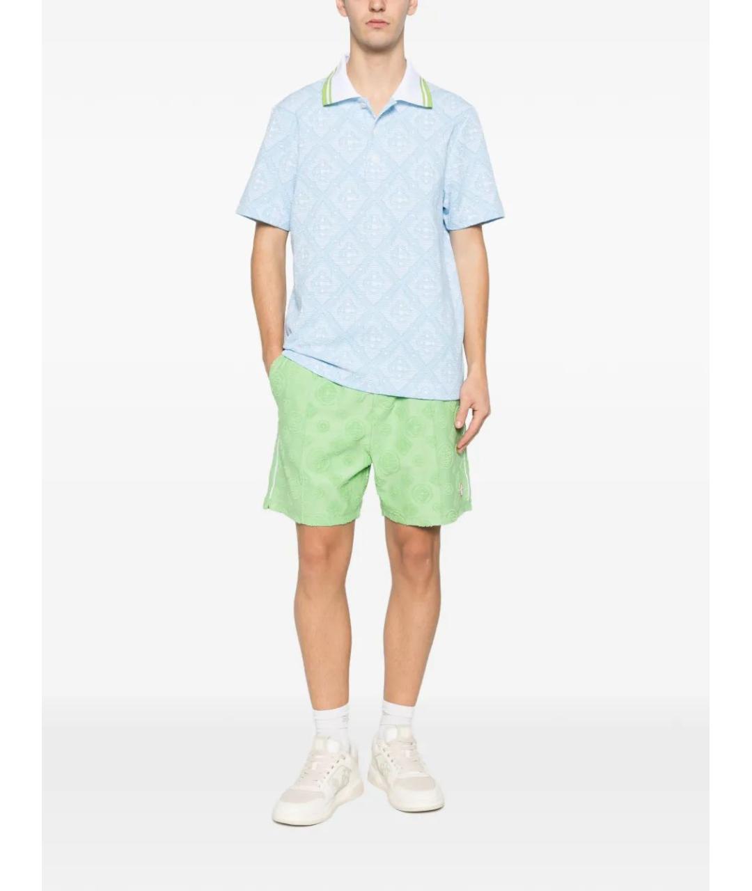 CASABLANCA Голубое хлопковое поло с коротким рукавом, фото 2