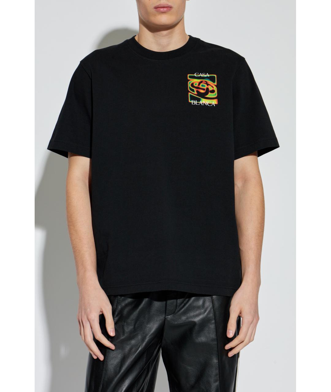 CASABLANCA Черная хлопковая футболка, фото 3