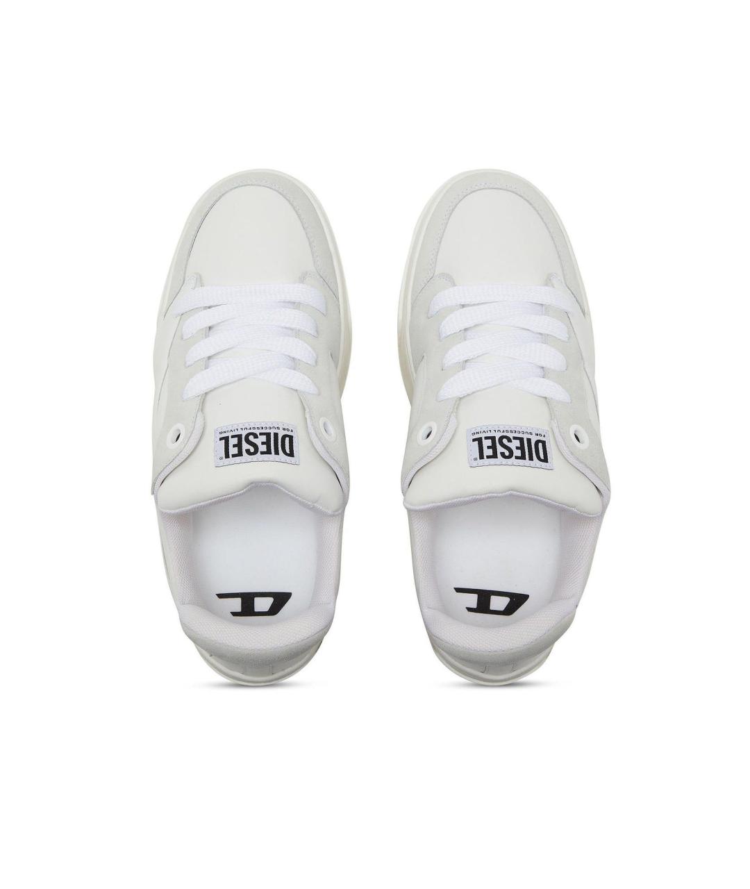 DIESEL Белые кожаные низкие кроссовки / кеды, фото 3