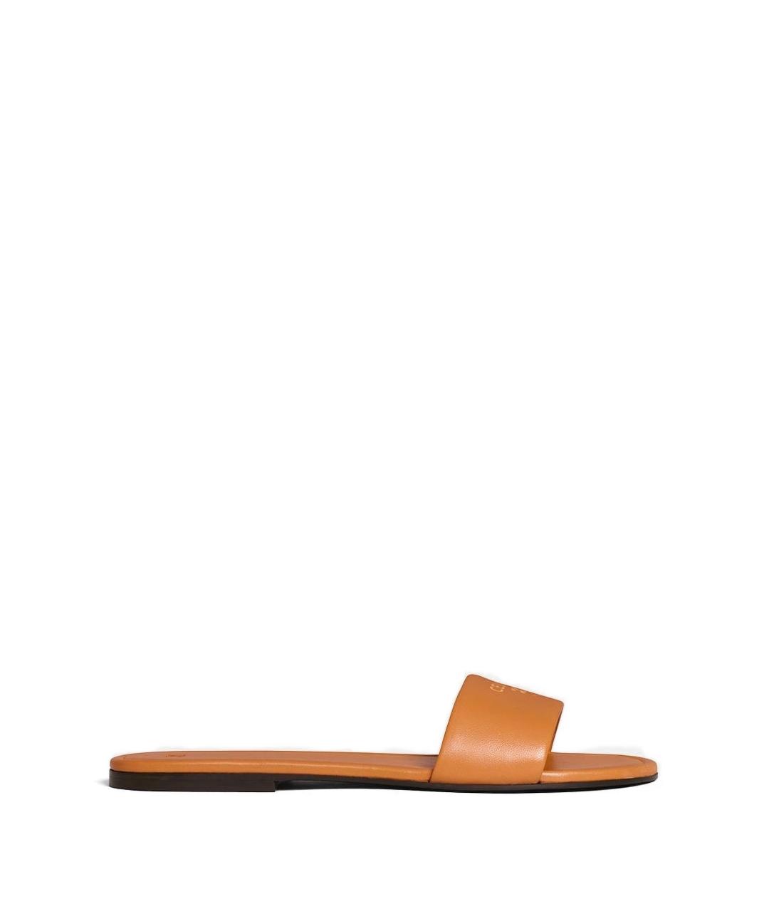 CELINE Бежевые кожаные шлепанцы, фото 1