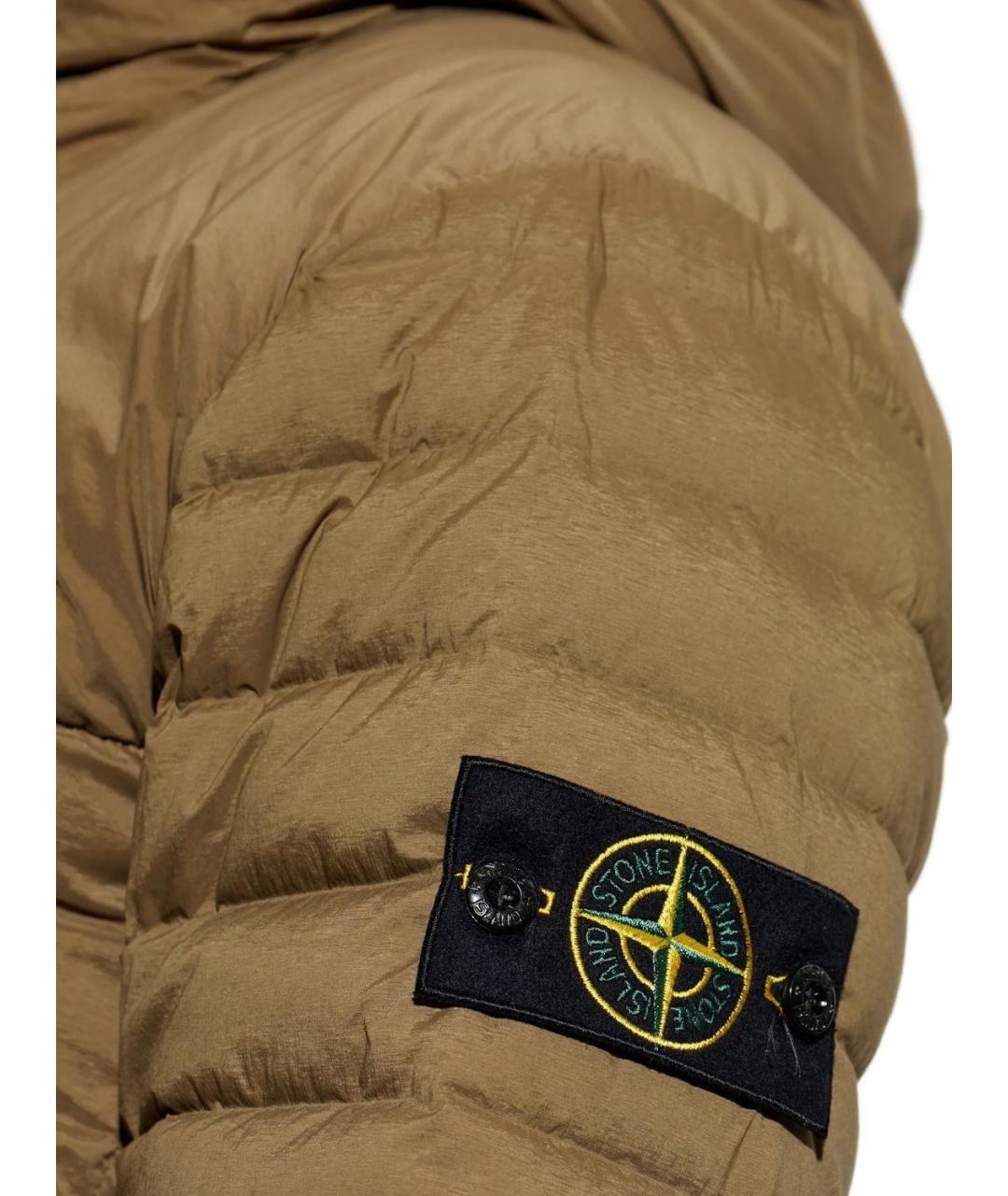 STONE ISLAND Зеленый полиамидовый пуховик, фото 5