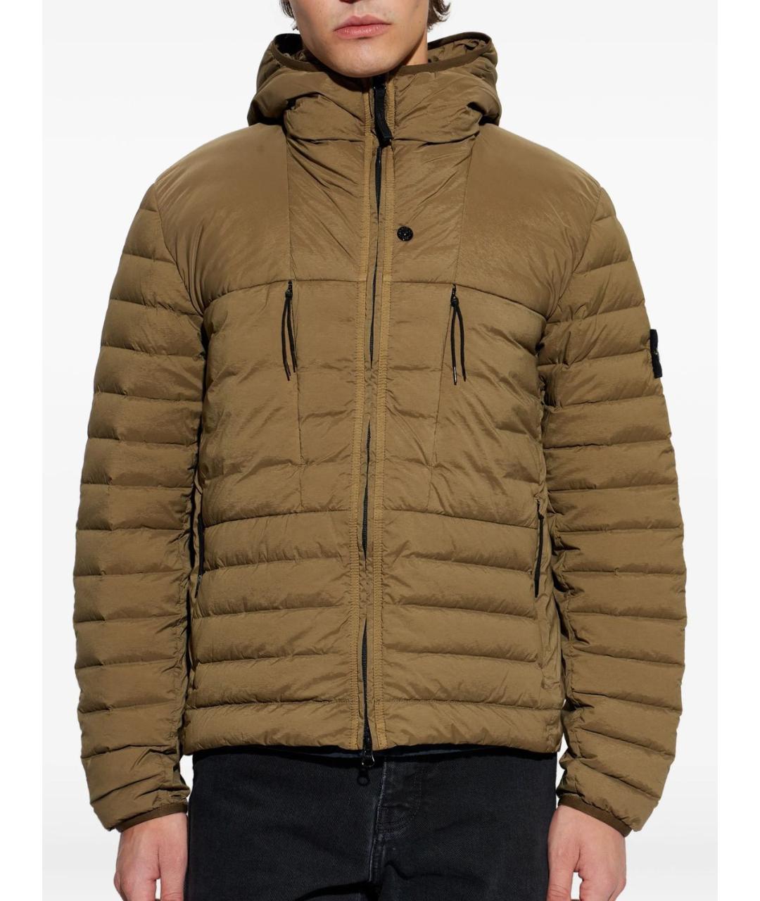 STONE ISLAND Зеленый полиамидовый пуховик, фото 4