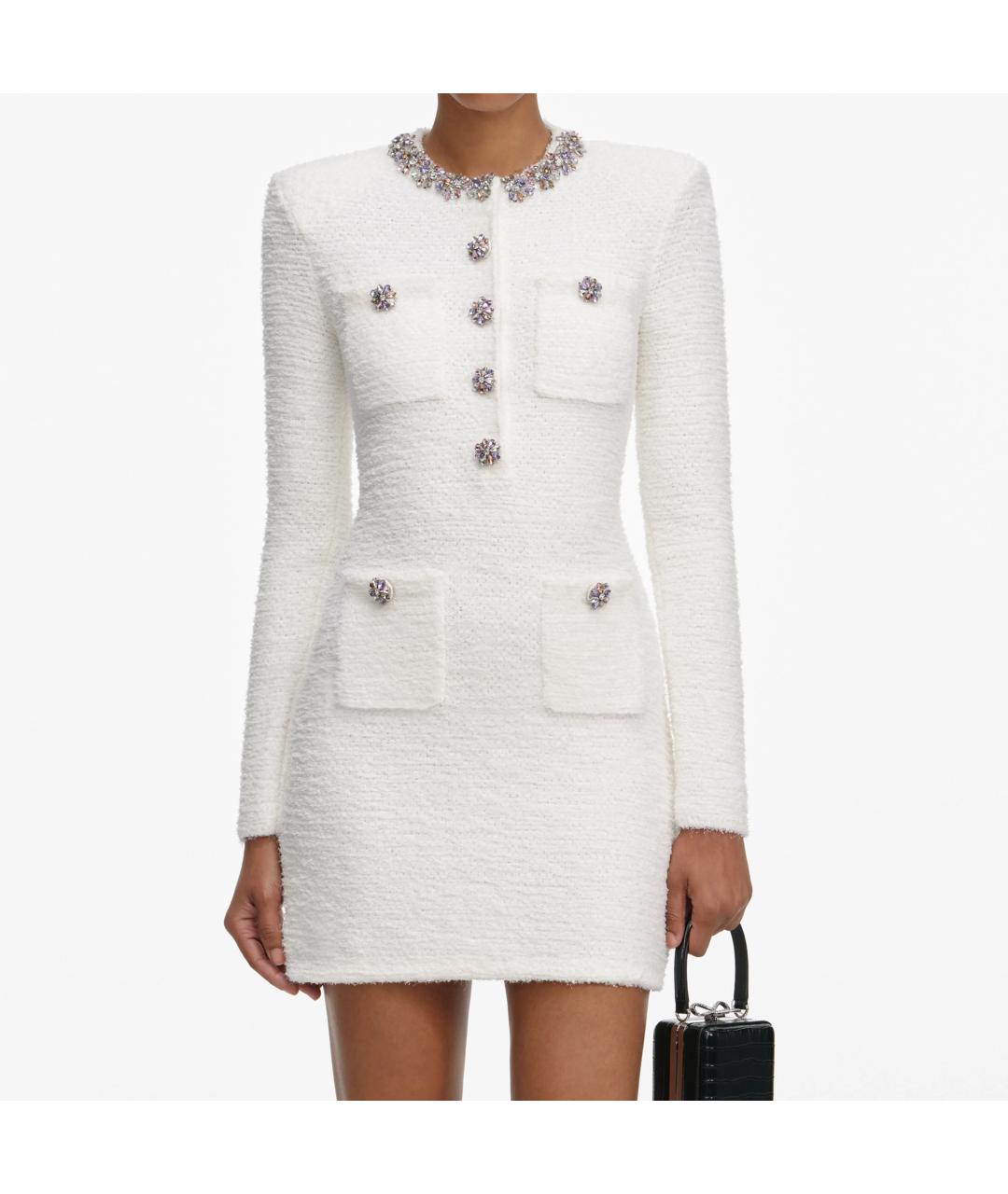 SELF-PORTRAIT Белое хлопковое повседневное платье, фото 3