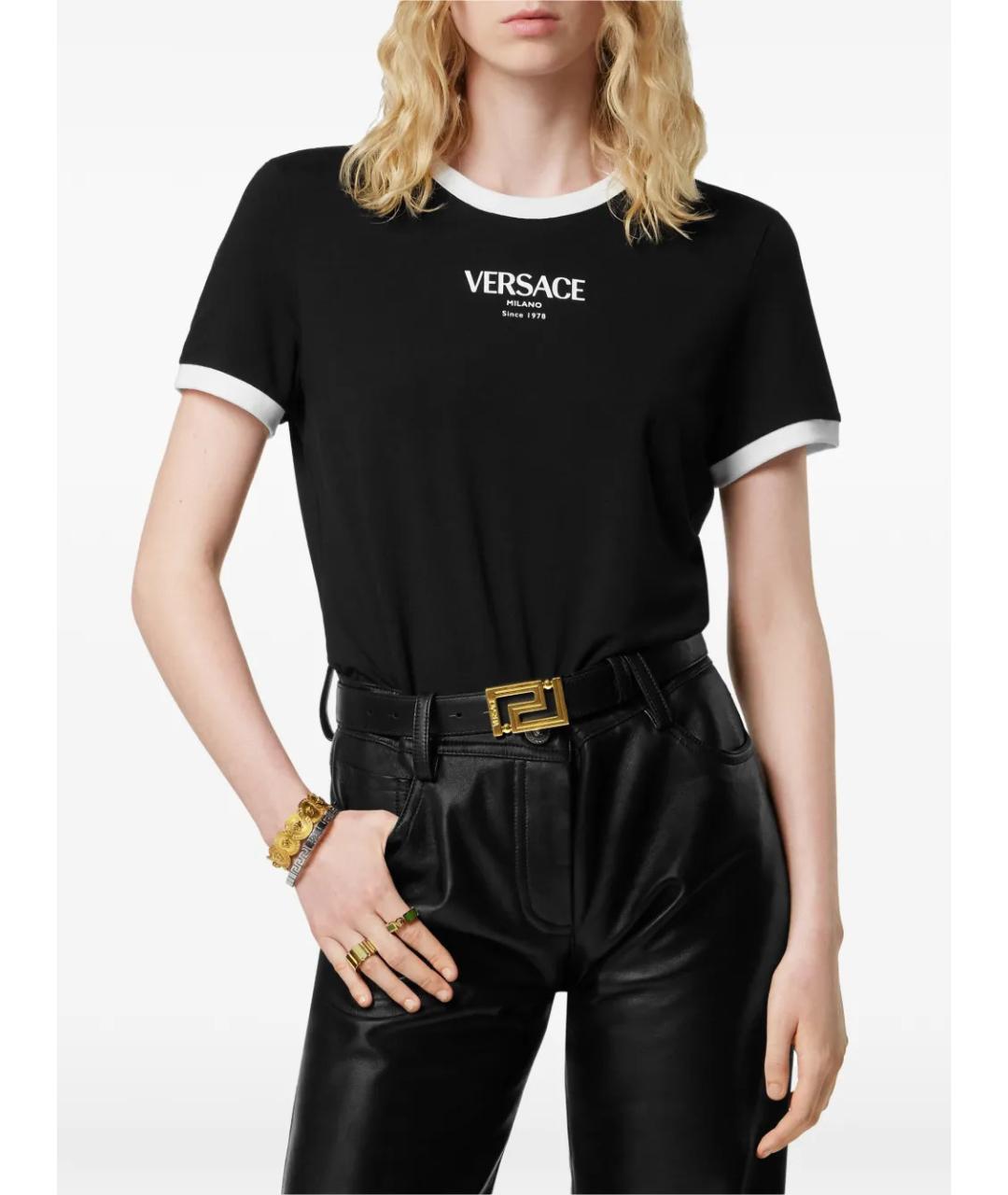 VERSACE Черная вискозная футболка, фото 2