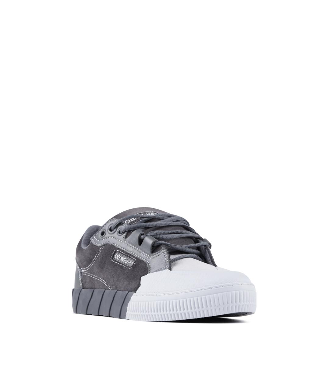 OFF-WHITE Серые кожаные низкие кроссовки / кеды, фото 2