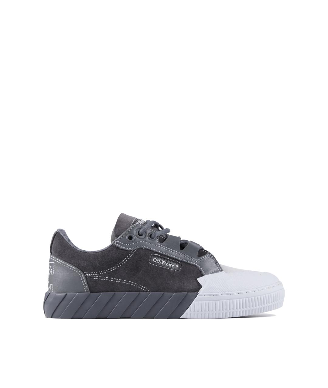 OFF-WHITE Серые кожаные низкие кроссовки / кеды, фото 1