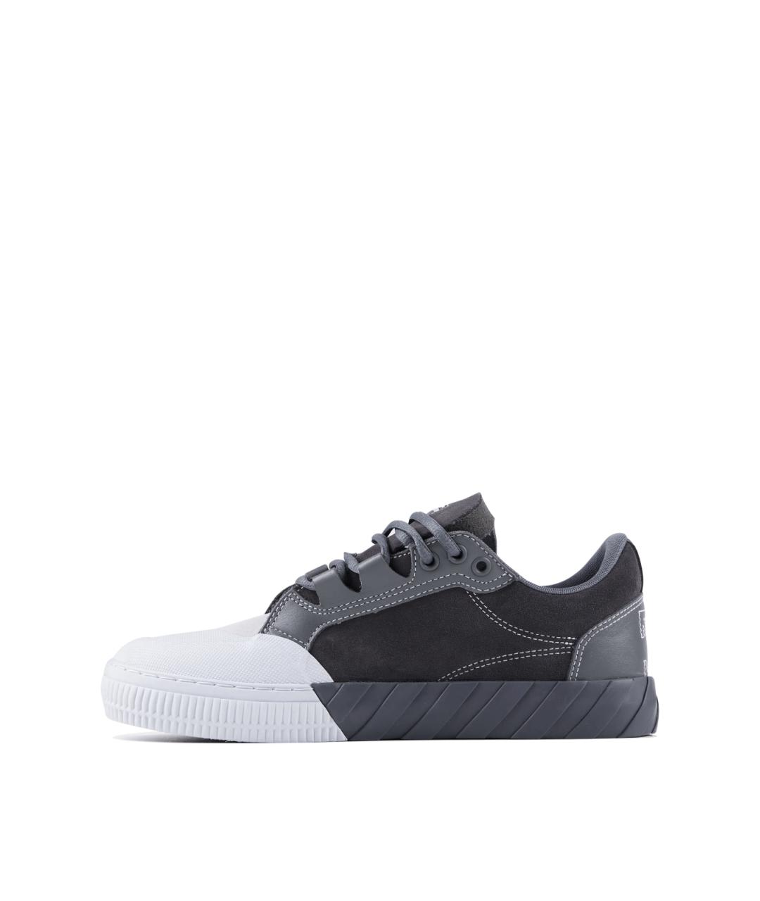 OFF-WHITE Серые кожаные низкие кроссовки / кеды, фото 3