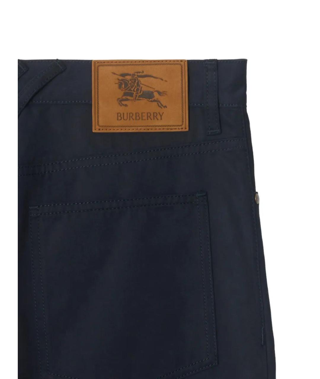 BURBERRY Темно-синие хлопковые повседневные брюки, фото 4