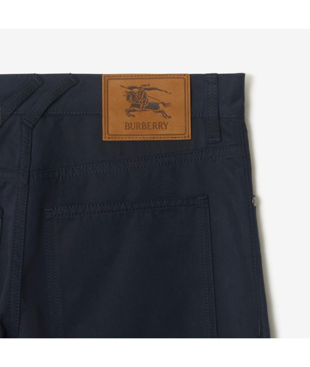 BURBERRY Темно-синие хлопковые повседневные брюки, фото 2