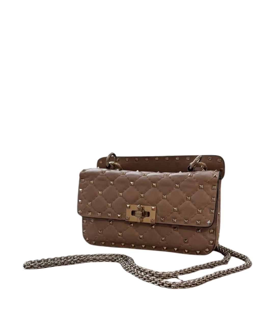 VALENTINO Бежевая кожаная сумка через плечо, фото 1