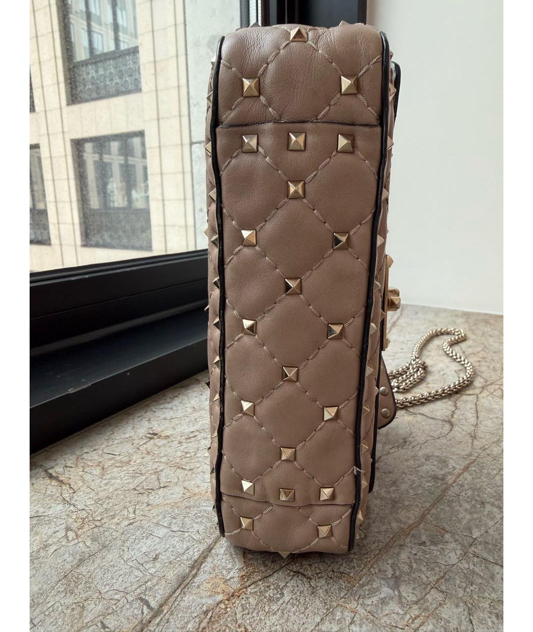 VALENTINO Бежевая кожаная сумка через плечо, фото 4