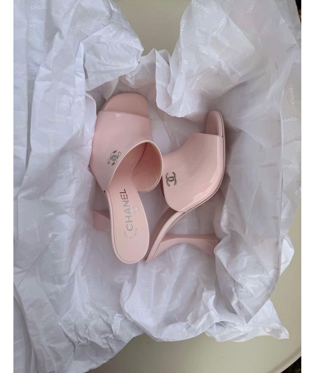CHANEL Розовые кожаные мюли, фото 4