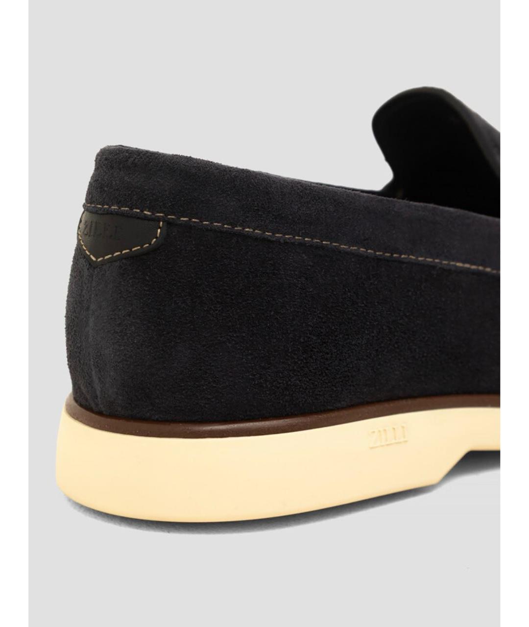 ZILLI Темно-синие замшевые лоферы, фото 5