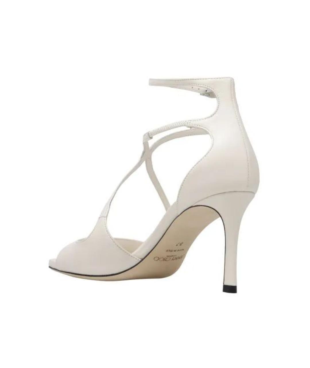 JIMMY CHOO Белые кожаные босоножки, фото 3