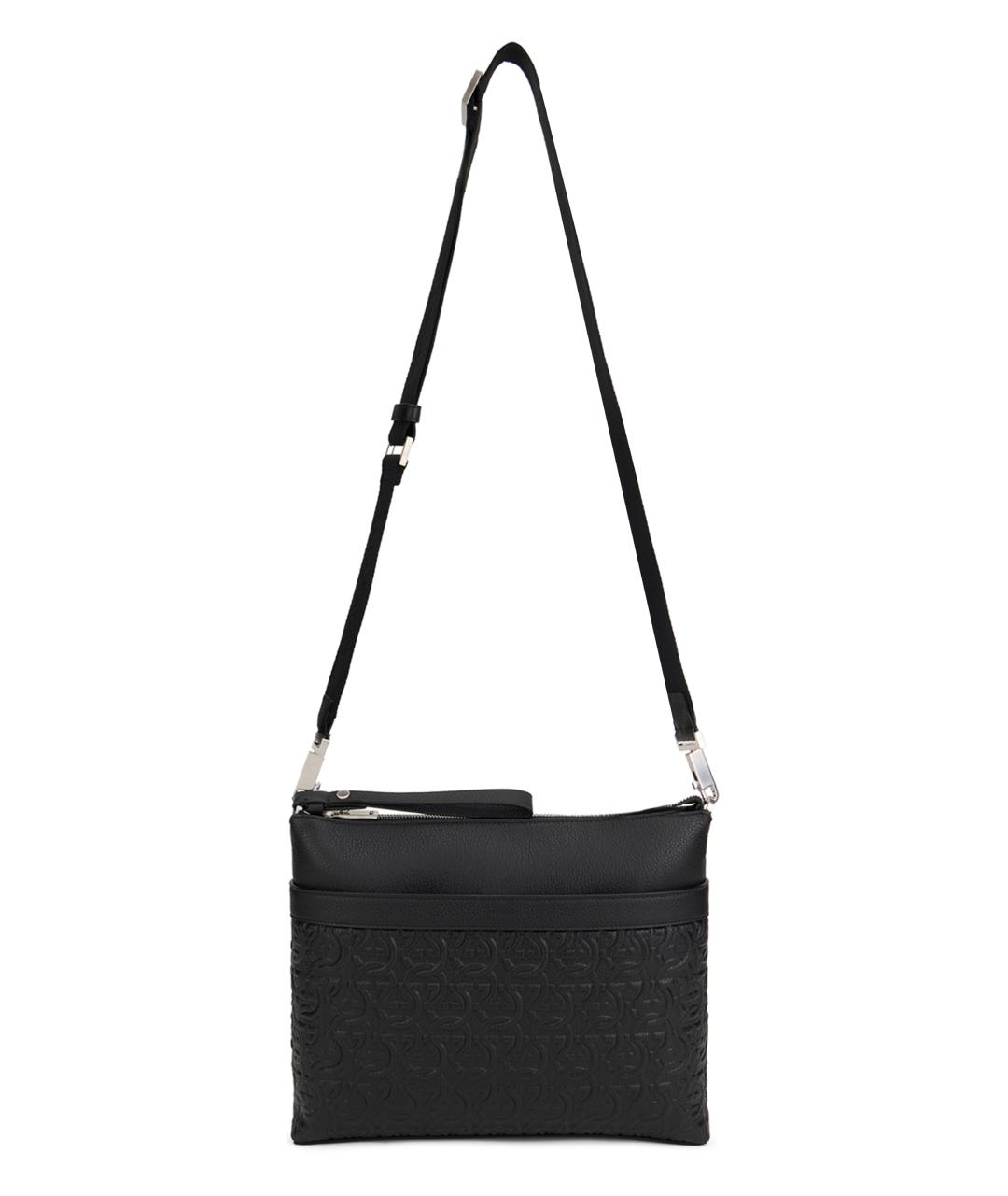 FERRAGAMO Черная кожаная сумка на плечо, фото 1