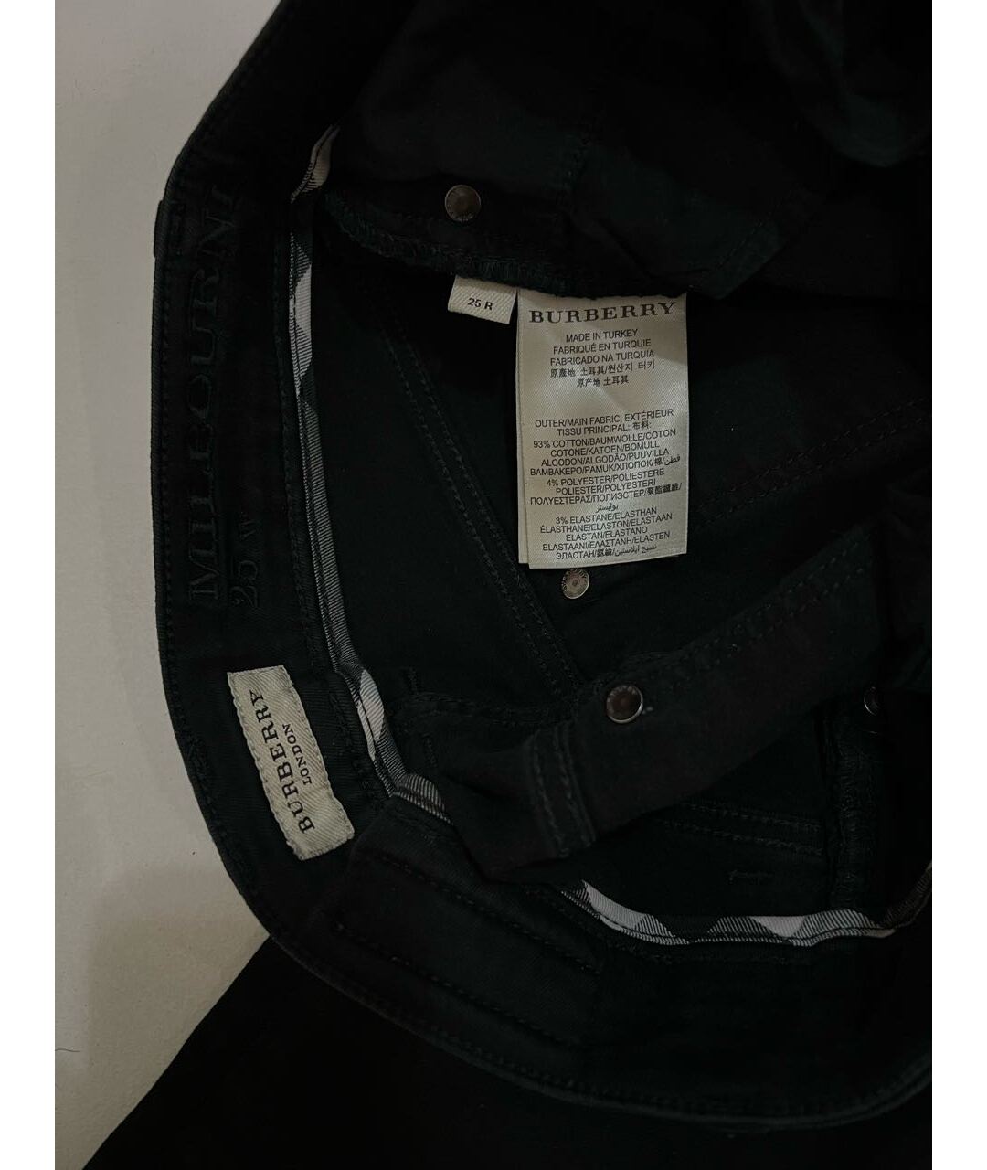 BURBERRY Черные хлопко-эластановые джинсы слим, фото 7