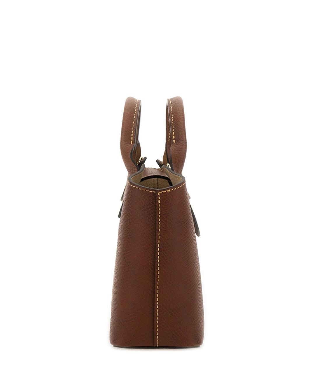 LONGCHAMP Коричневая кожаная сумка с короткими ручками, фото 4