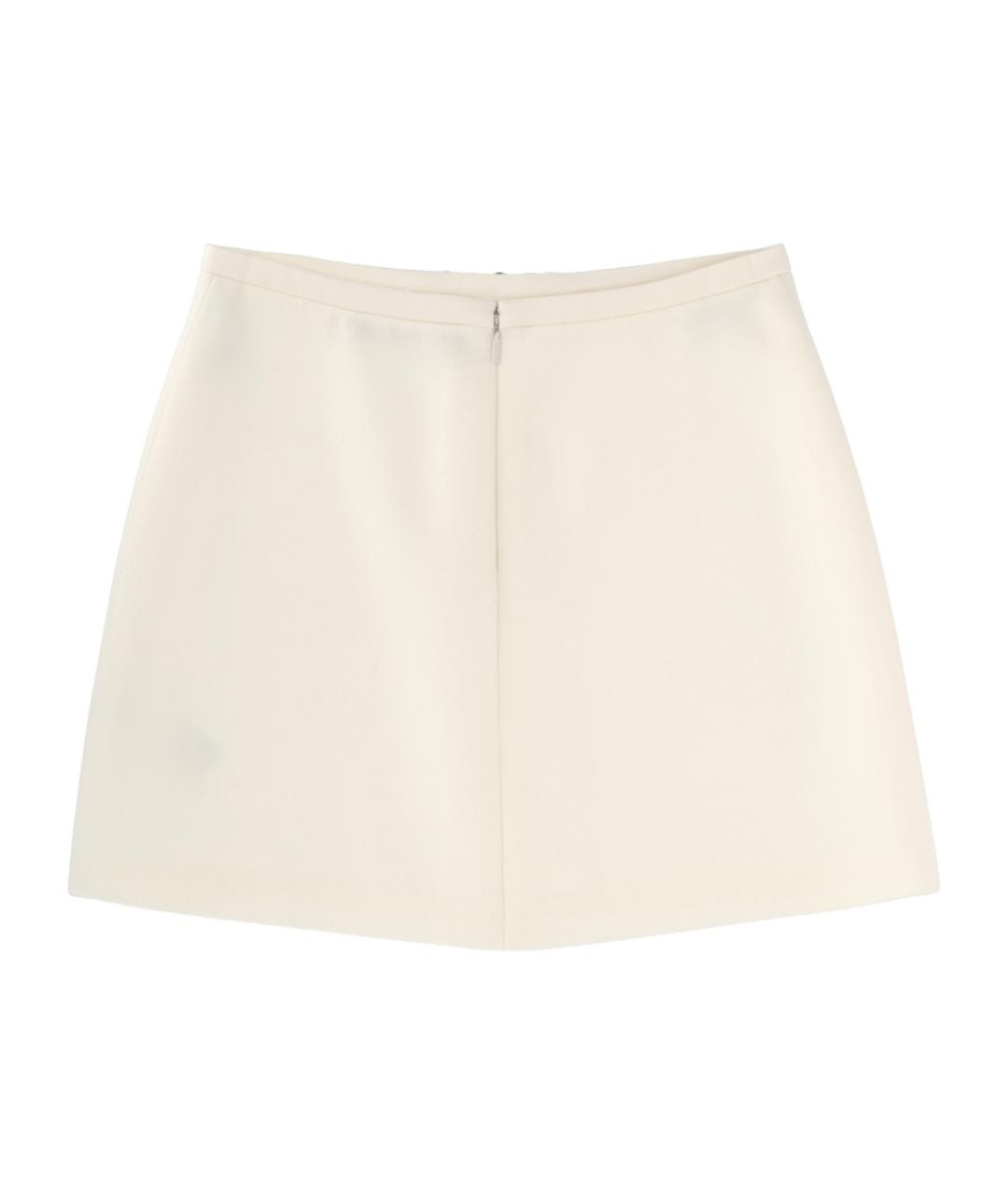 VERSACE Белая шерстяная юбка мини, фото 3