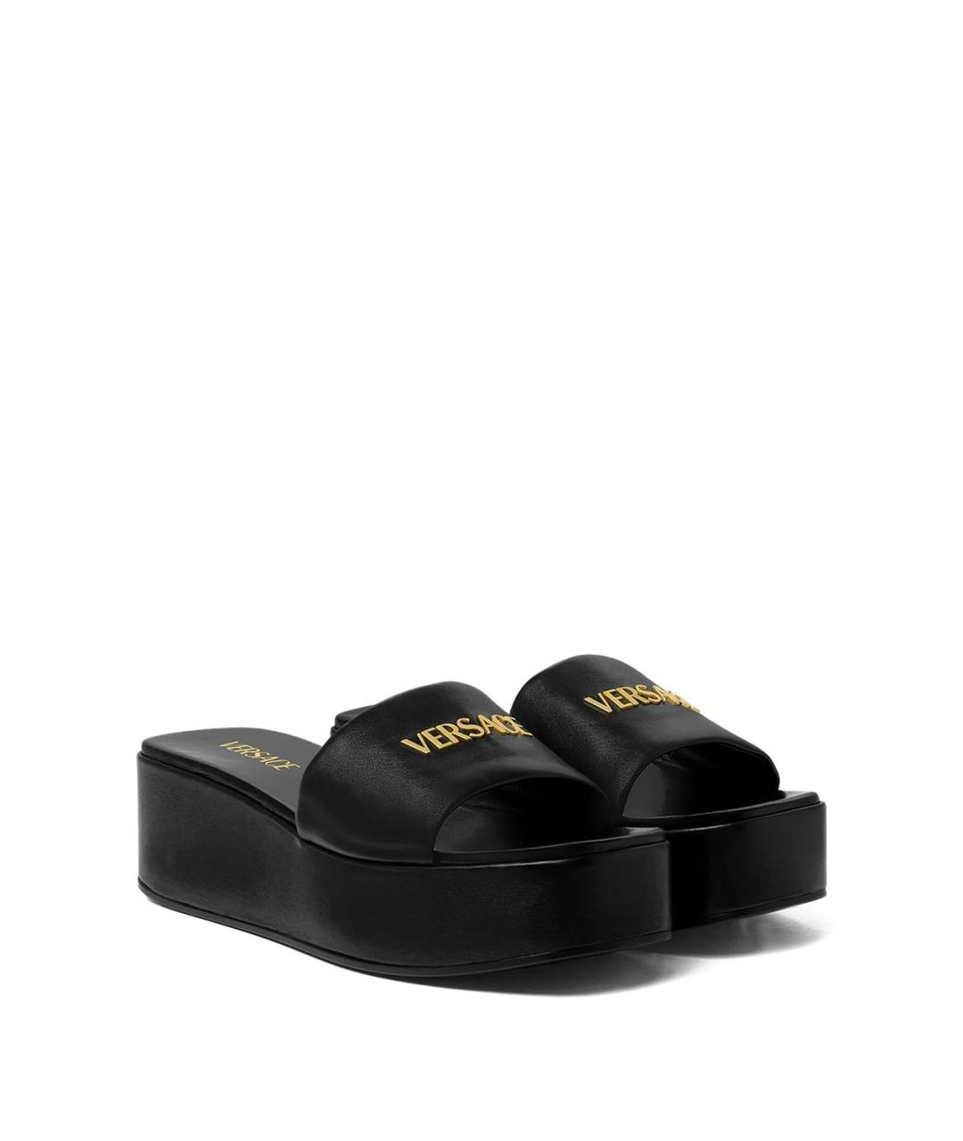 VERSACE Черные кожаные мюли, фото 2