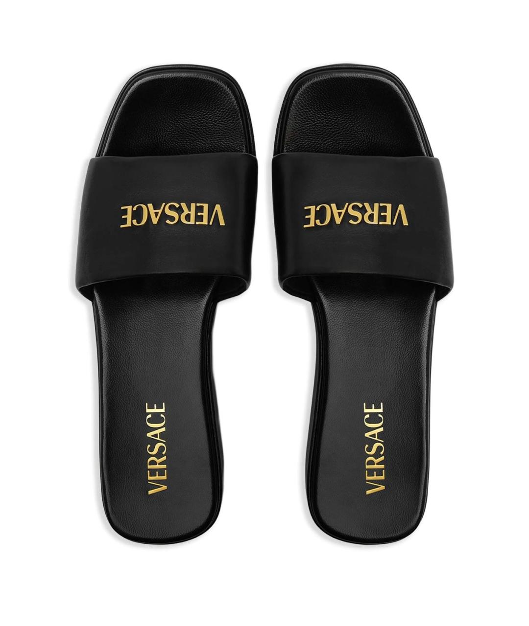 VERSACE Черные кожаные мюли, фото 4